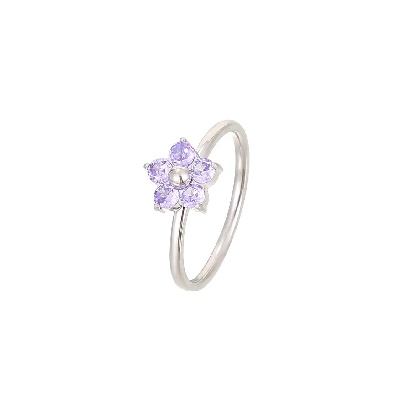 Anillo Artístico con Diseño Sencillo de Flor Estilo Frío