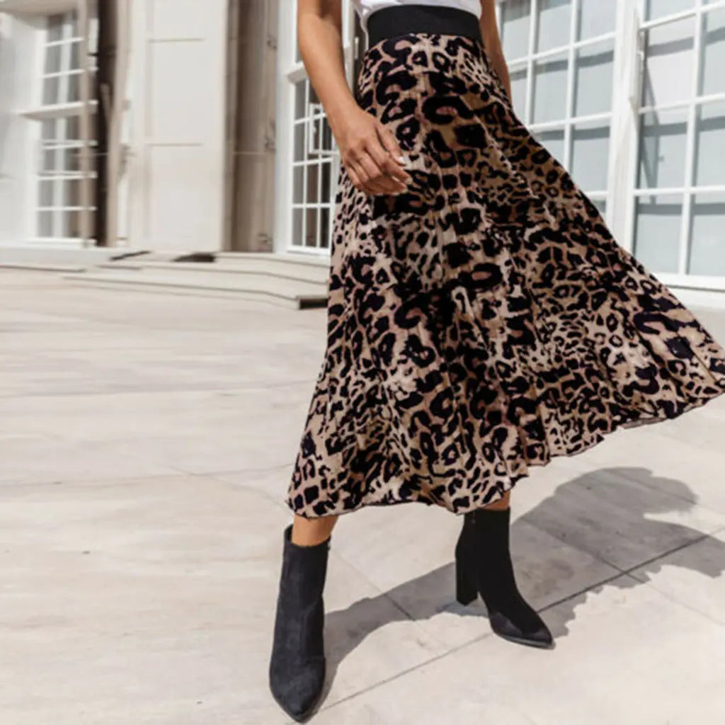 Falda Mini A-Line Sexy con Estampado de Leopardo para Mujer