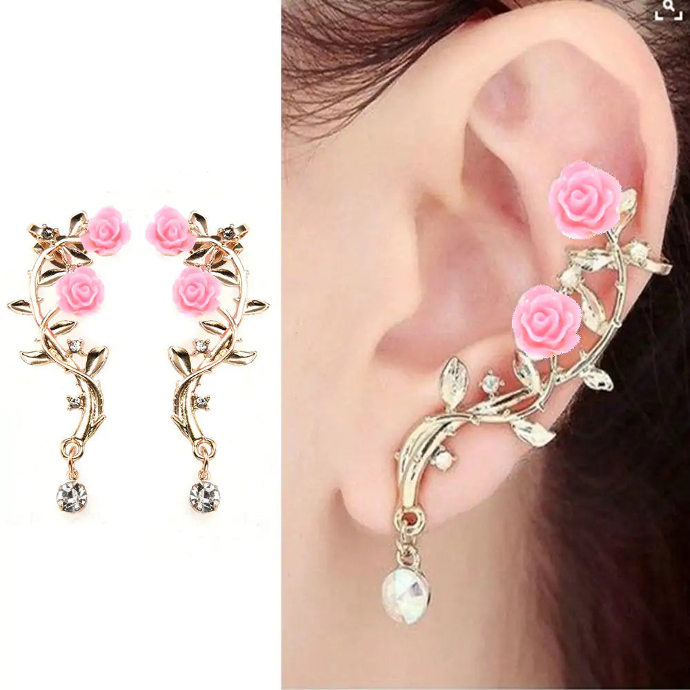 Pendientes de Puño Rosa Dorado