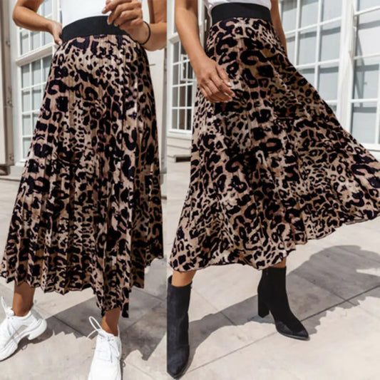Falda Mini A-Line Sexy con Estampado de Leopardo para Mujer